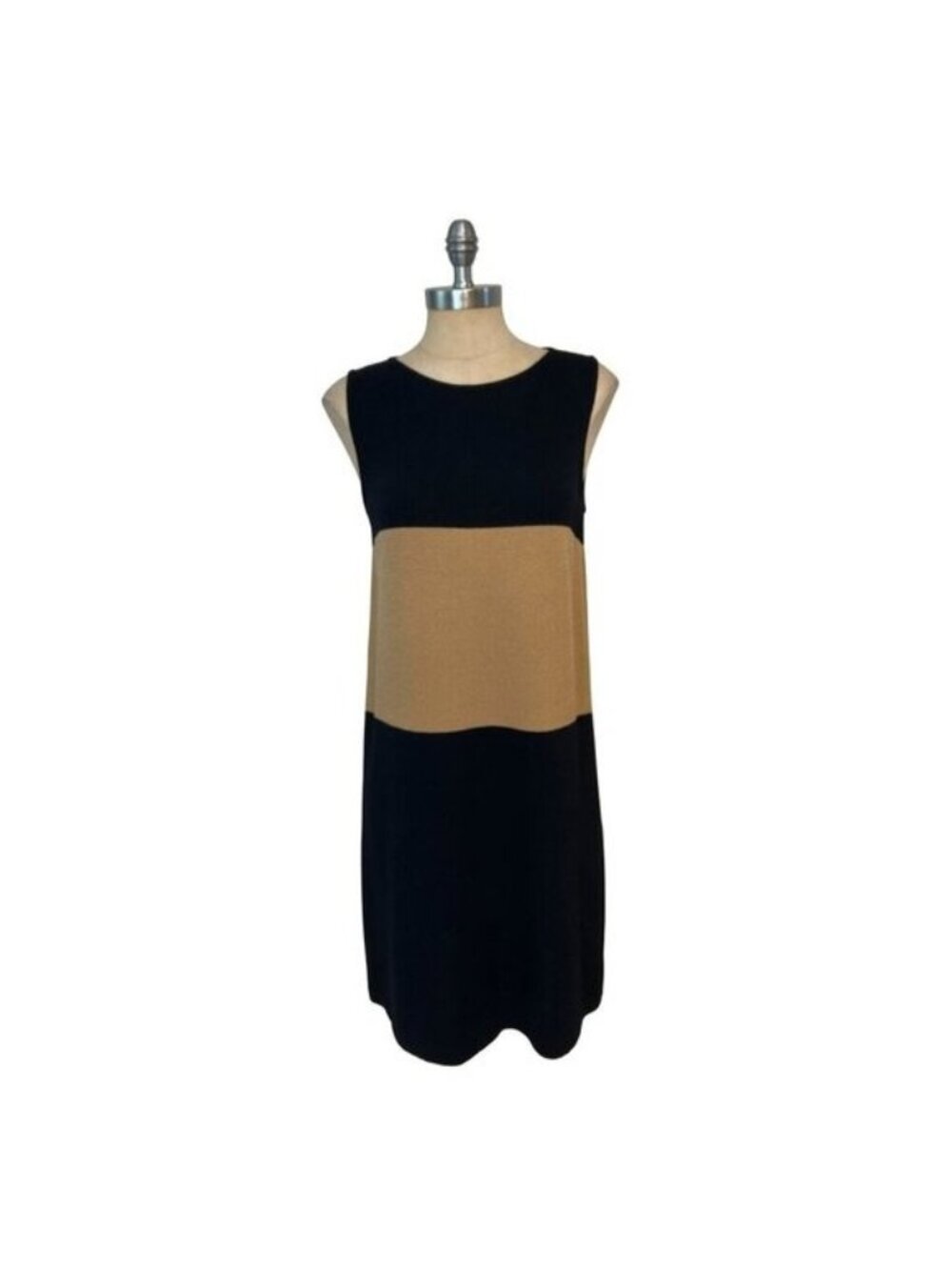 St. John Sport Santana Knit Colorblock Dress Size 6 Black/Tan